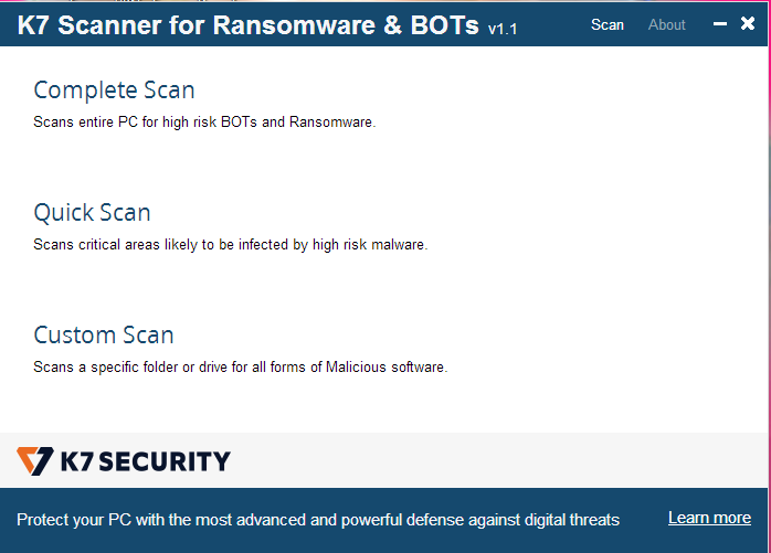 فحص وإزالة BOTs و Ransomware K7 Scanner for Ransomware P_1351gn5294