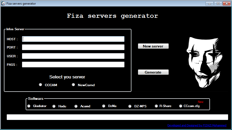 برنامج Fiza servers generator لمعالجة